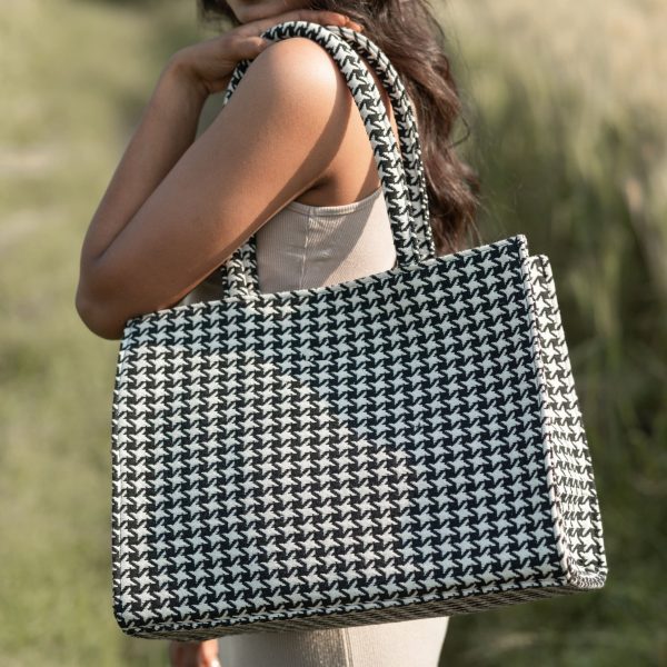 Houndstooth Fabric Tote - Image 4