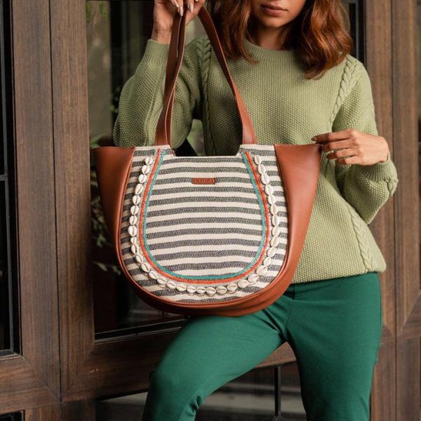 Denim Quilted Crescent Tote - Image 5