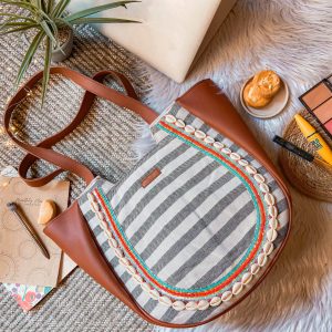 Denim Quilted Crescent Tote