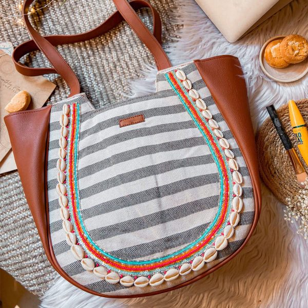 Denim Quilted Crescent Tote - Image 4