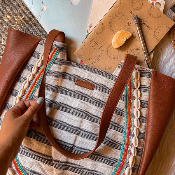 Denim Quilted Crescent Tote - Image 2