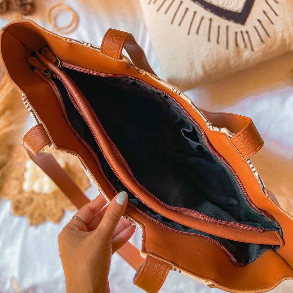 Straw & Leather Hybrid Tote - Image 2