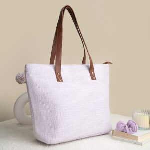 Ostrich Print Leather Box Tote