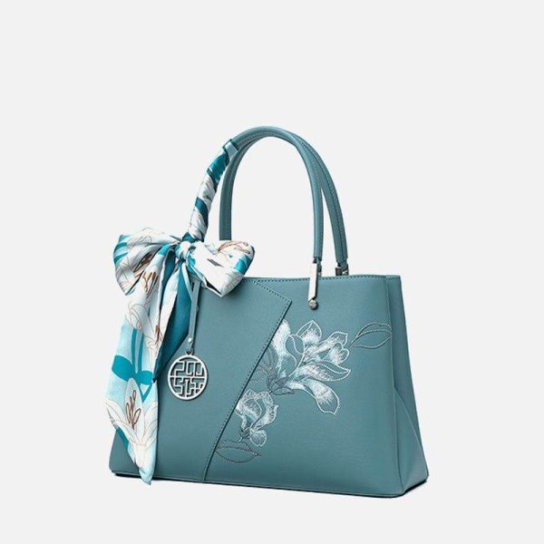 Colorblock Croc Print Satchel