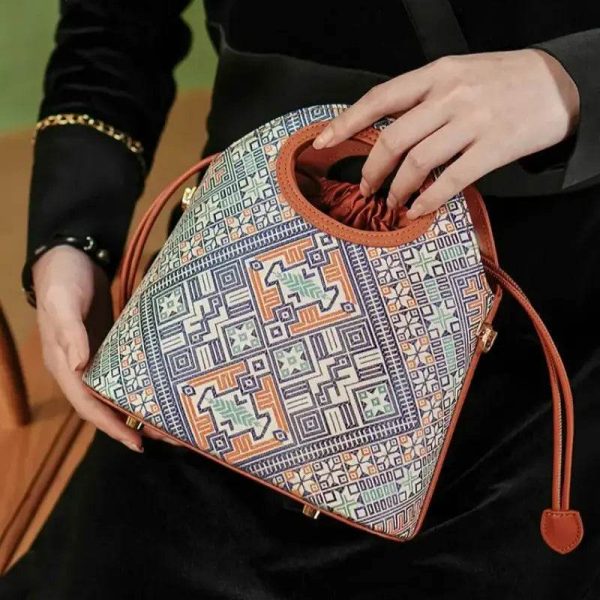 Croc Print Leather Bucket Tote - Image 2
