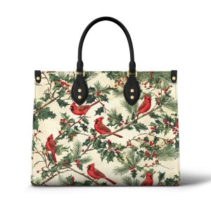 Ostrich Print Leather Satchel