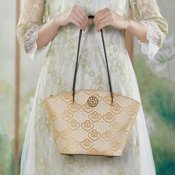 Two-Tone Leather Bucket Bag - Image 4