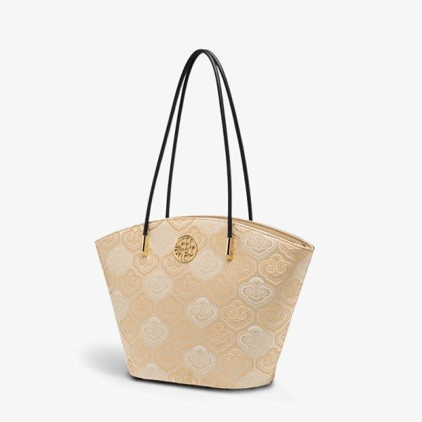 Two-Tone Leather Bucket Bag
