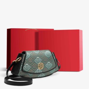 Satin Embroidered Circle Pouch