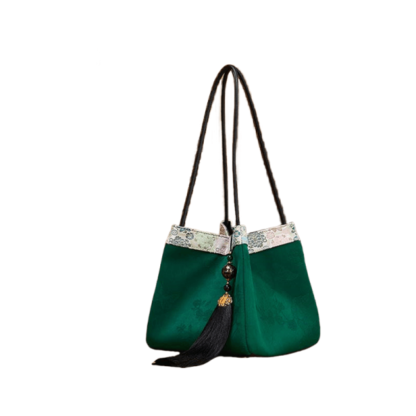 Embroidered Velvet Shoulder Bag