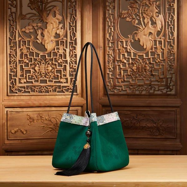 Embroidered Velvet Shoulder Bag - Image 2