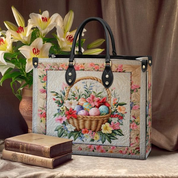 Ostrich Print Leather Shopper Tote - Image 5