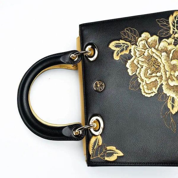 Ostrich Print Leather Crossbody Tote - Image 2