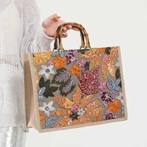 Embroidered Suede Clutch