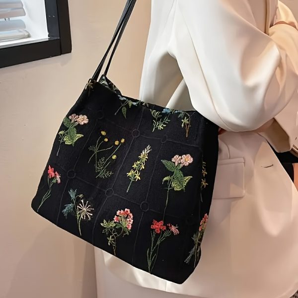 Denim Patchwork Messenger Tote - Image 4