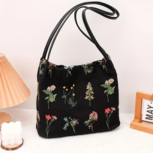 Denim Patchwork Messenger Tote - Image 2